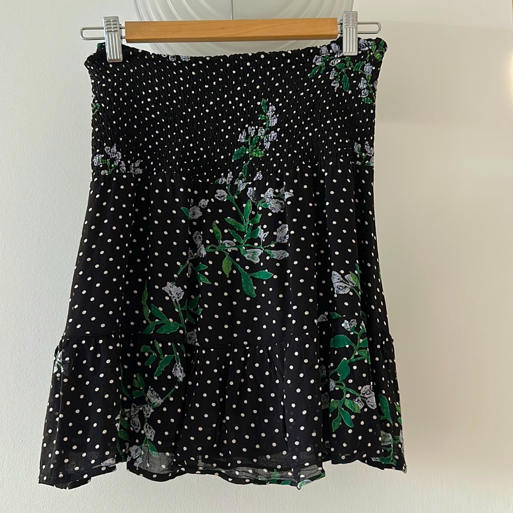 Ganni Rometty Black Floral Georgette Mini Skirt Size SMALL | FR36